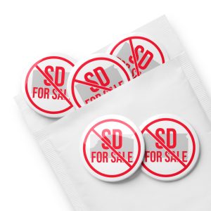 Set of 5 Pin “SD Not For Sale” Buttons